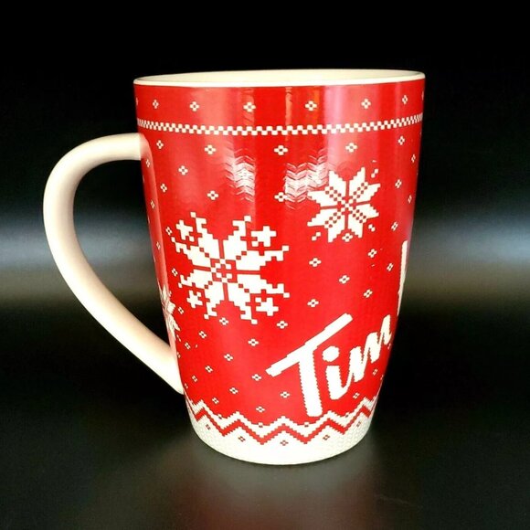 Tim Horton's Snowflake Sweater Mug 2015 Red & White Limited Edition Coffee Cup - Picture 3 of 12